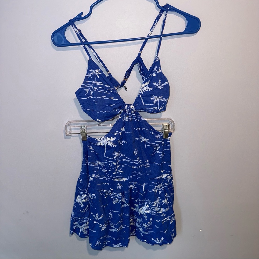 Maaji Blue and White Patterned Mini Dress